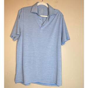 Men's Southern Tide Blue and White Stripe Polo Medium